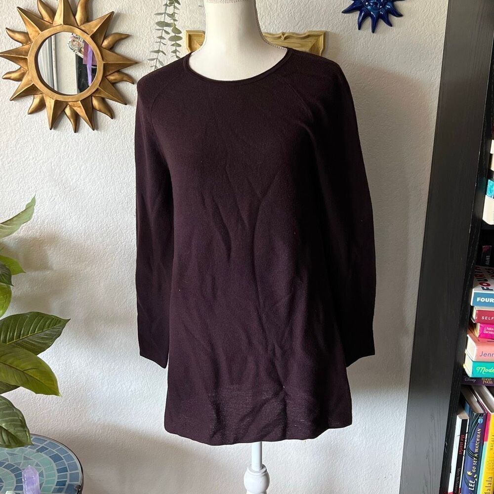 J.Jill Size Small Petite Burgundy Merino Wool Longe sleeve Sweater